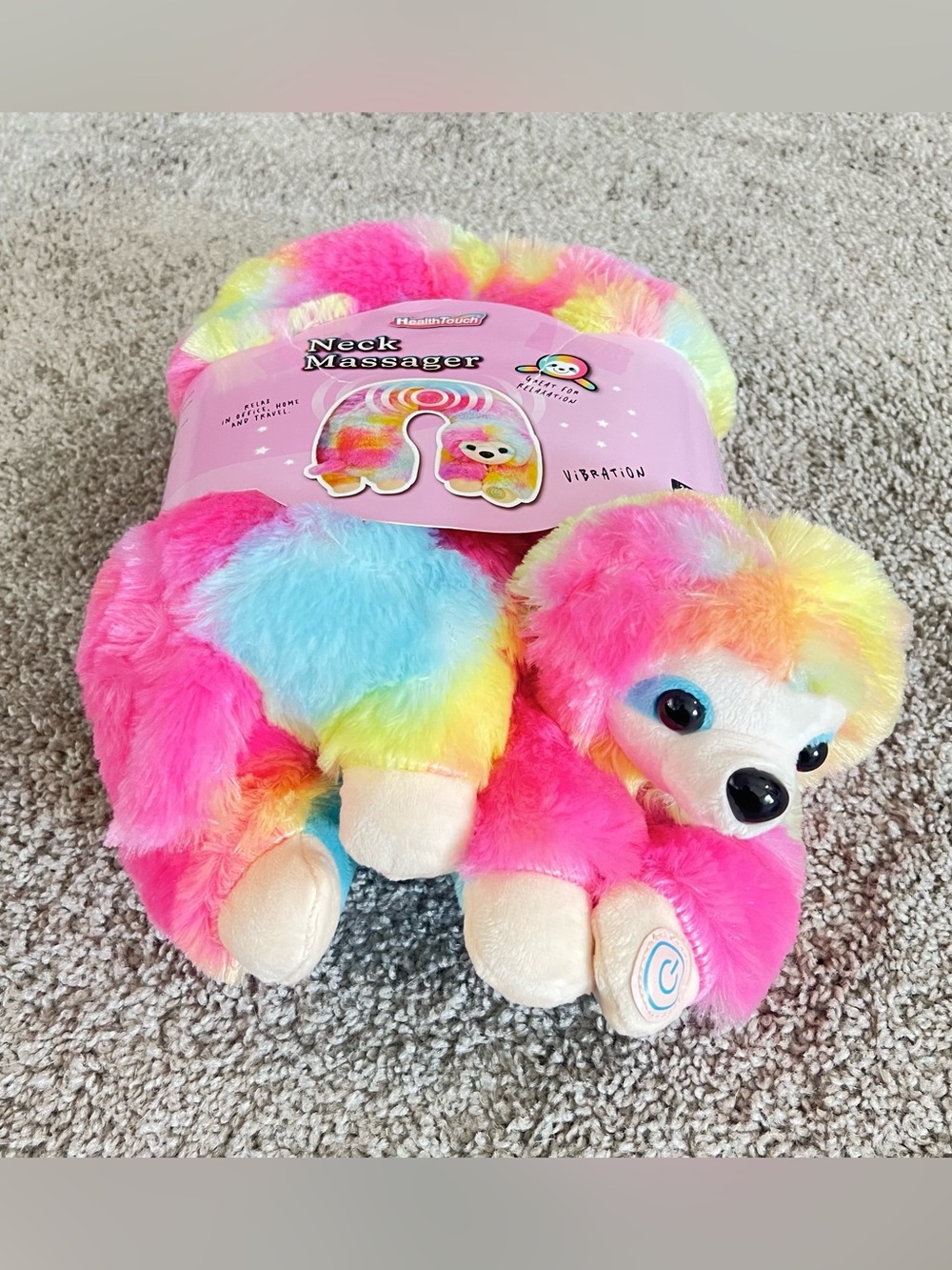 Health Touch Rainbow Plush Sloth Neck Massager